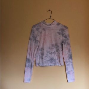 Tie dye long sleeve mock neck top
